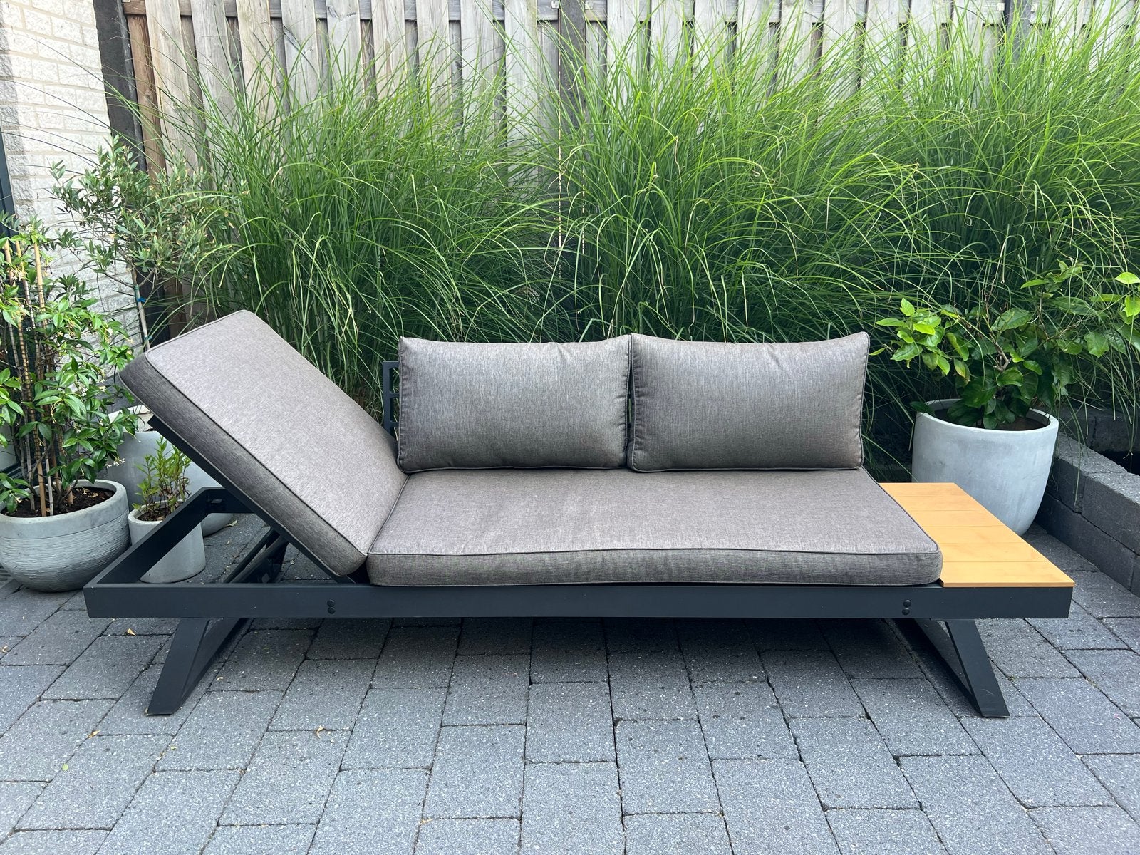 Loungebank, Ophalen, 3 zitplaatsen, Aluminium, Zo goed als nieuw