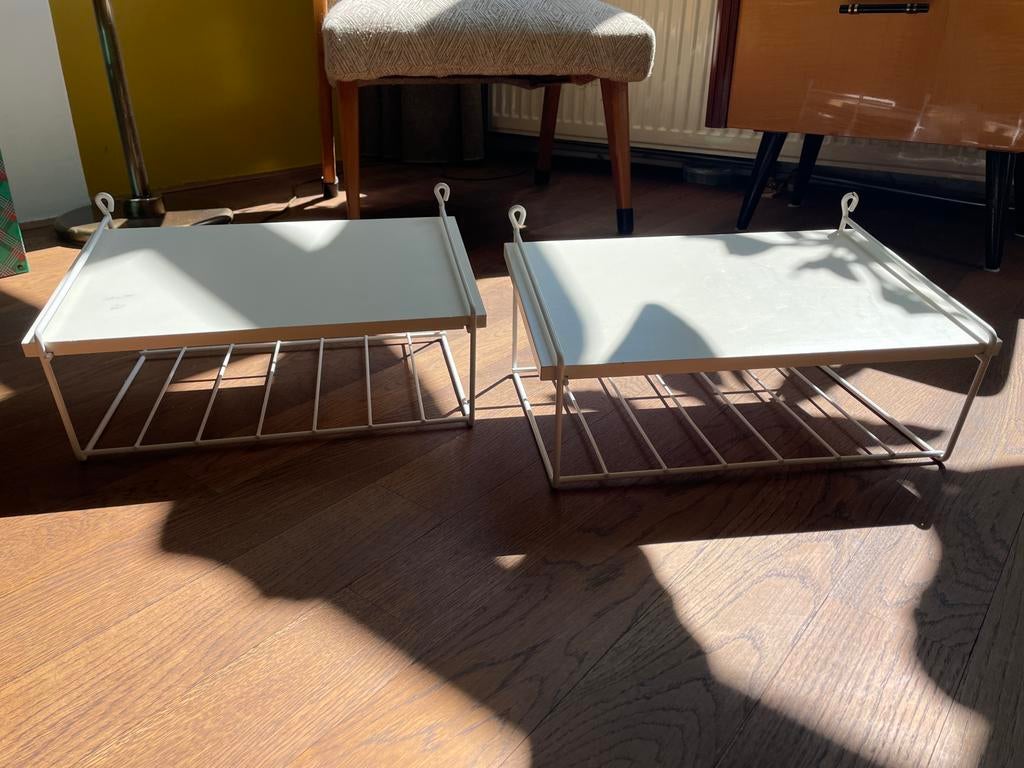 2x Vintage Witte Metalen Rekjes - Keuken/Kast Organisatie, Ophalen, Gebruikt