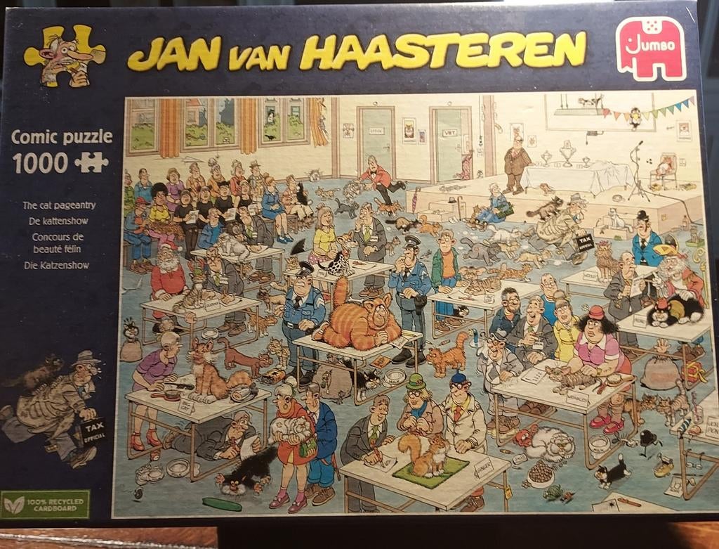 Jan van Haasteren De Kattenshow 1000 stukjes puzzel, Ophalen of Verzenden, 500 t/m 1500 stukjes, Zo goed als nieuw, Legpuzzel