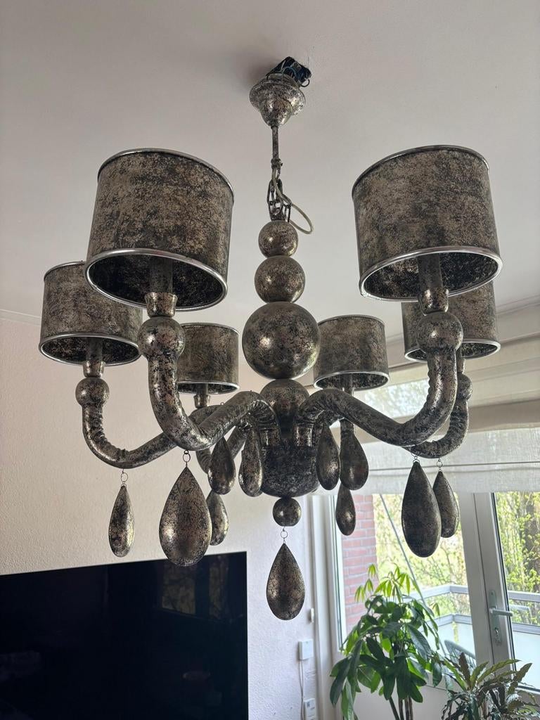 Luxe Mercurie Glas Kroonluchters  6 Arms + 8 Arms, Huis en Inrichting, Lampen | Kroonluchters, Ophalen of Verzenden, Gebruikt