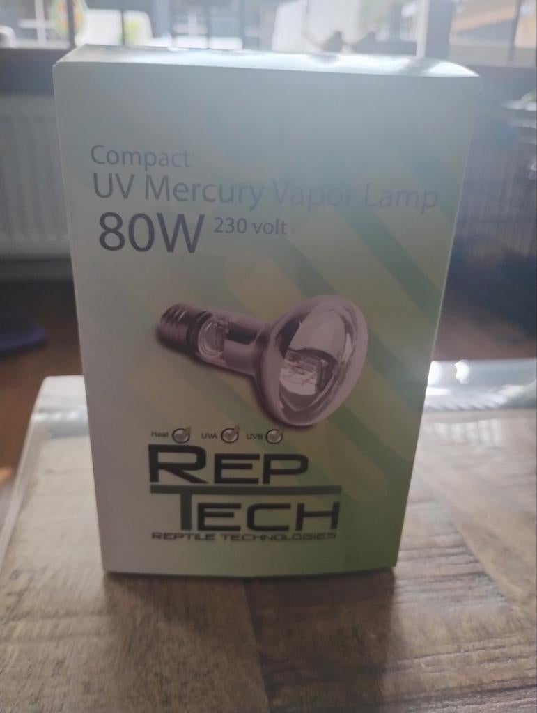 80 W / 230 V Compact UV Mercury Vapor Lamp van Rep Tech, Dieren en Toebehoren, Reptielen en Amfibieën | Toebehoren, Ophalen, Zo goed als nieuw