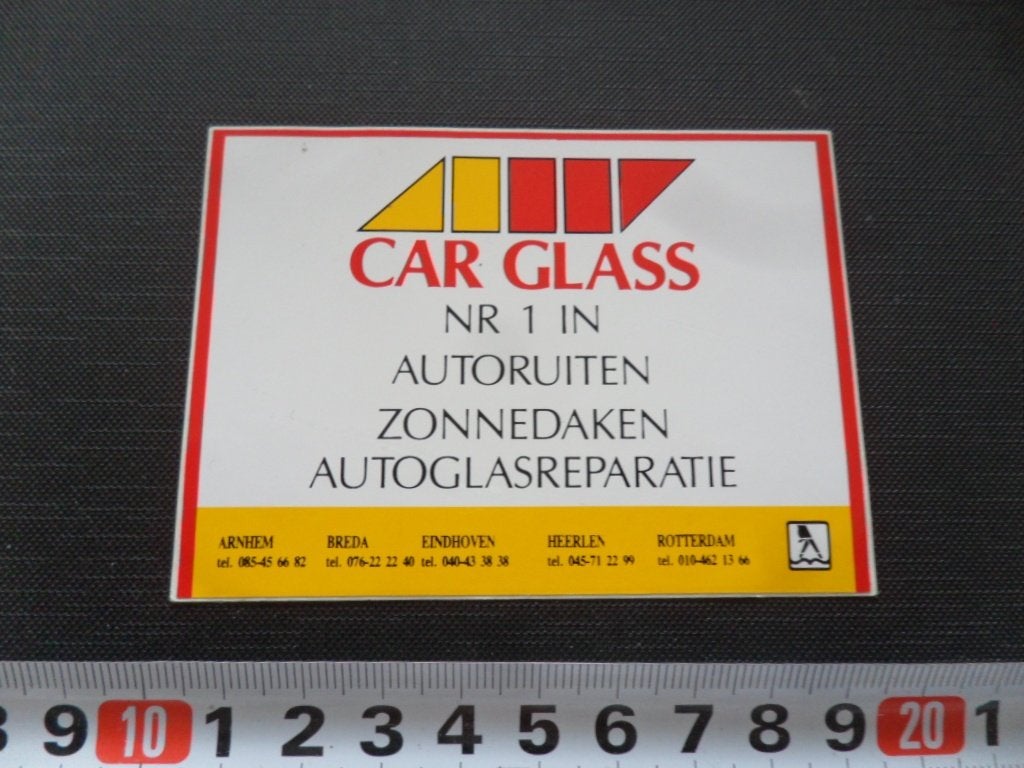sticker car glass carglass nr 1 autoruiten zonnedaken, Verzamelen, Stickers, Ophalen, Zo goed als nieuw