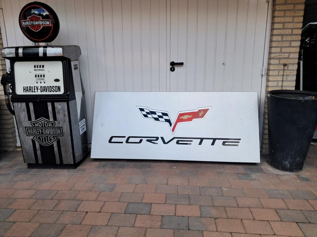 Originele Chevrolet Corvette reclame lichtbakplaat 190/80cm, Ophalen, Reclamebord, Eu, Gebruikt
