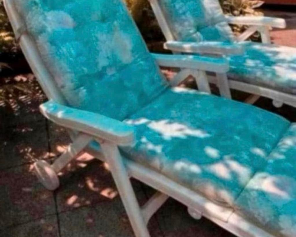 Stoel twee kwaliteit ligbedden tuinstoelen met kussens., Tuin en Terras, Ophalen of Verzenden, Zo goed als nieuw