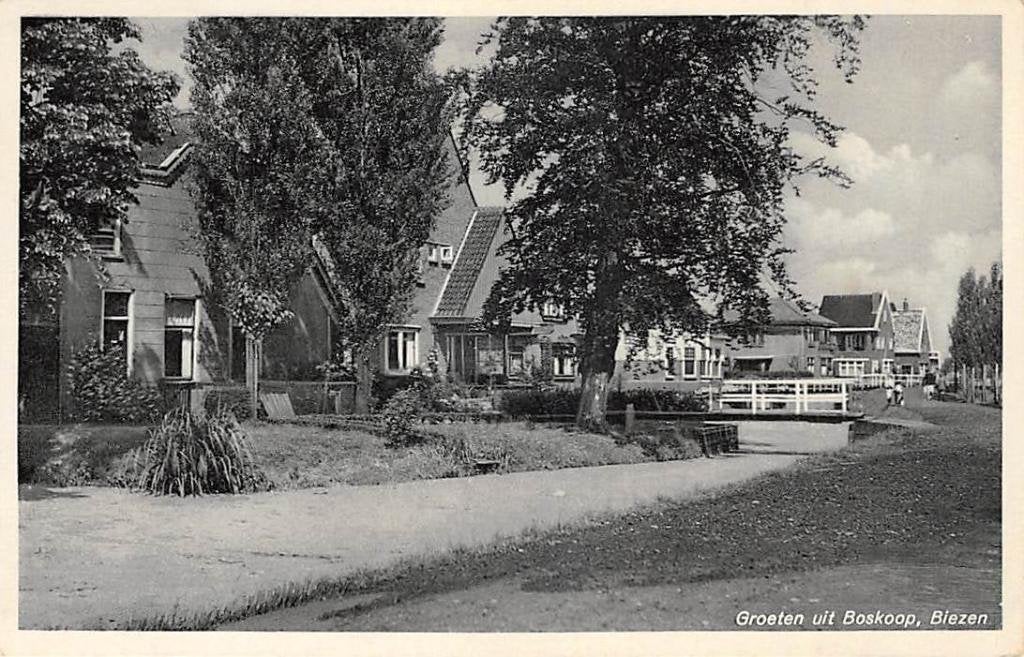 Boskoop Groeten uit 1943 Biezen, Ophalen of Verzenden, 1920 tot 1940, Gelopen, Zuid-Holland