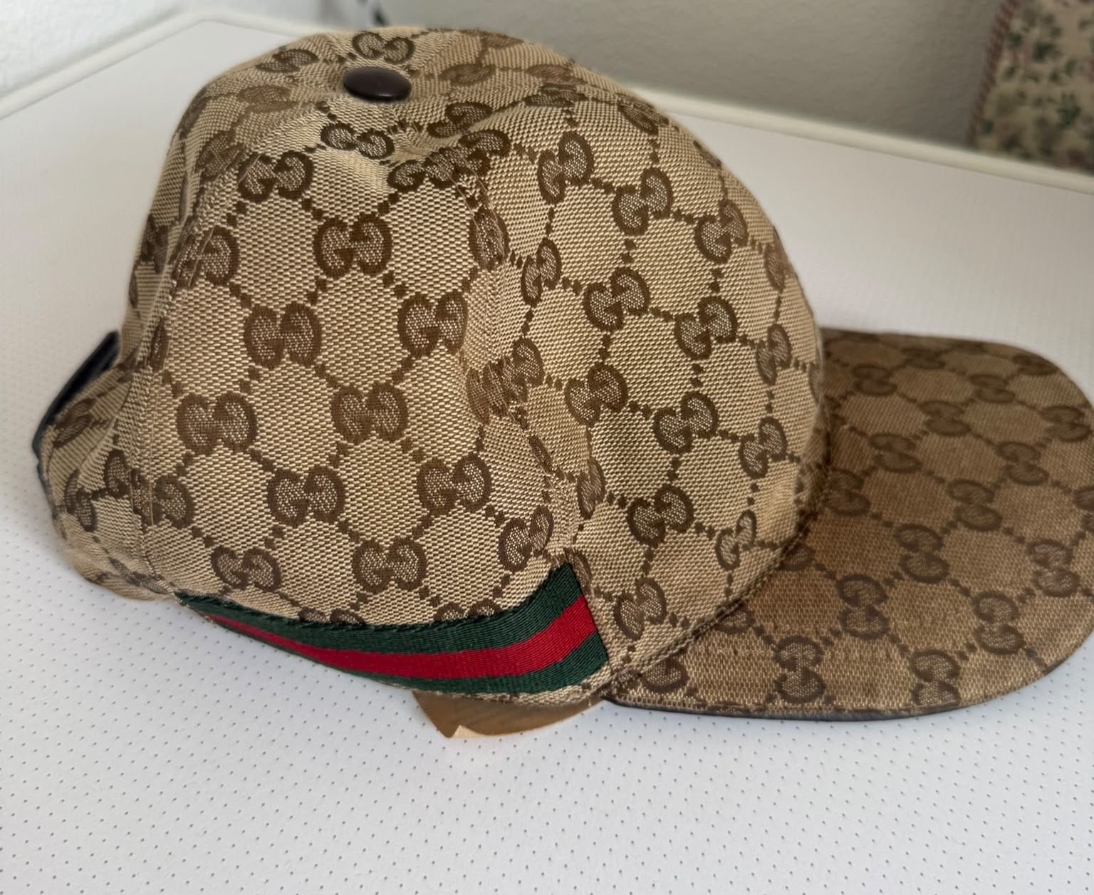 Originele Gucci Pet - Bruin/Beige - Maat L, Ophalen, Gedragen, Pet