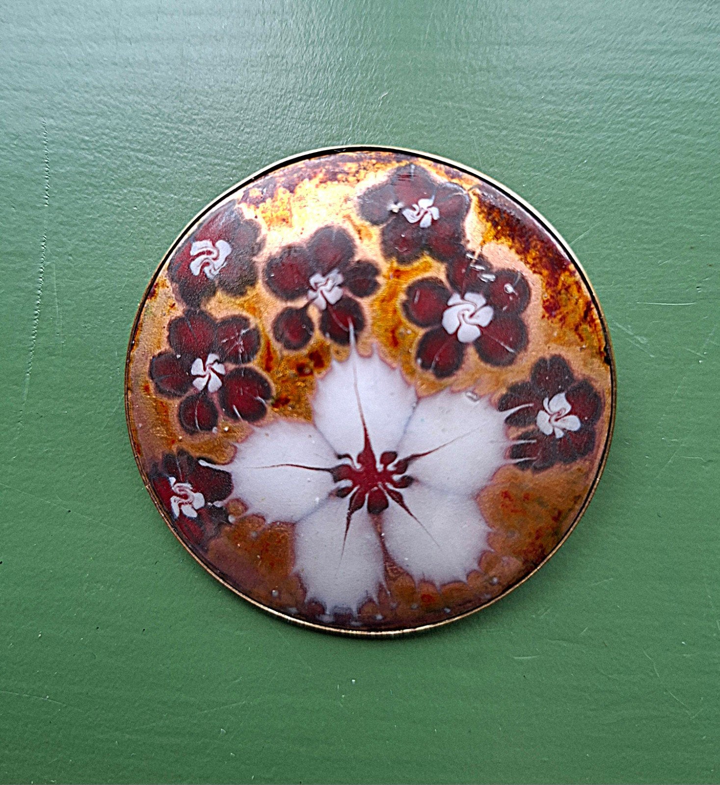 Mooie vintage broche, emaille, Ophalen of Verzenden, Zo goed als nieuw, Overige materialen
