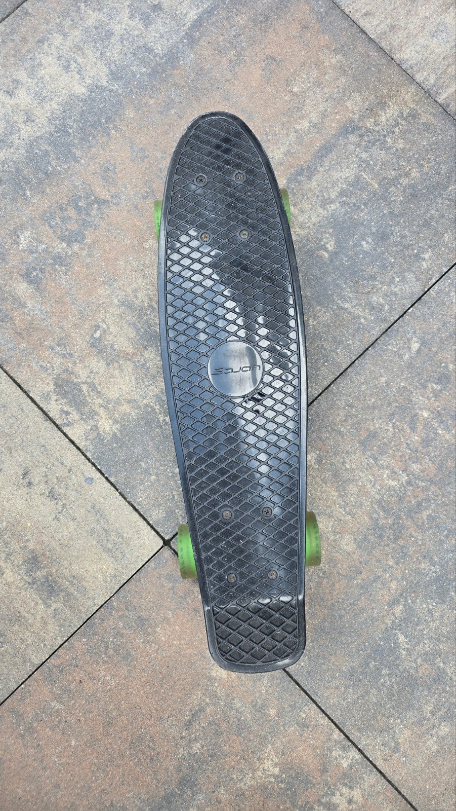 Zwart skateboard met groene lichtgevende wielen, Ophalen, Gebruikt, Skateboard