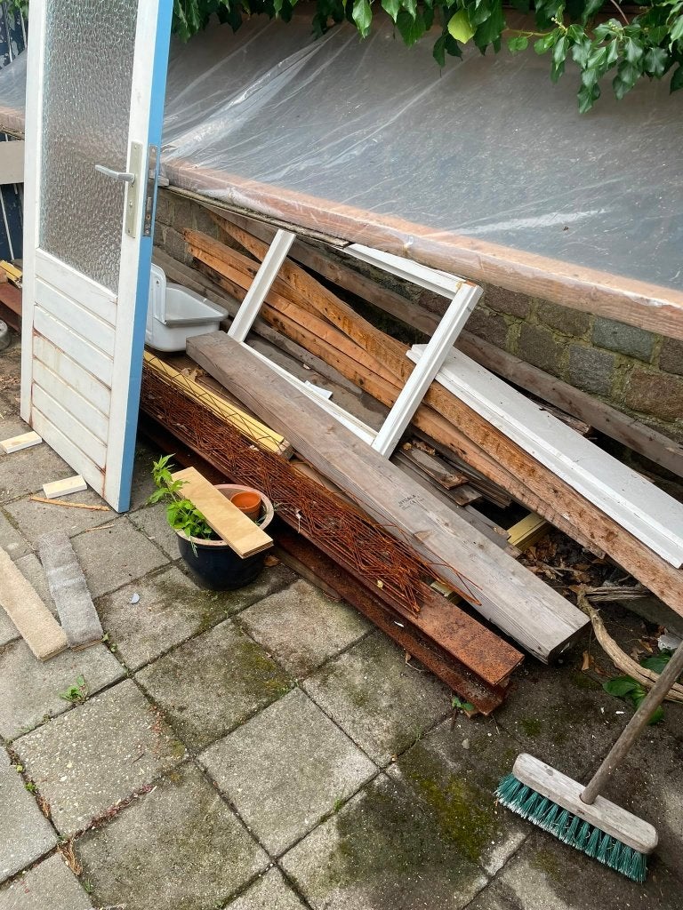 Hout, latten, etc, gratis., Ophalen, Gebruikt, 25 tot 50 mm, 200 tot 250 cm