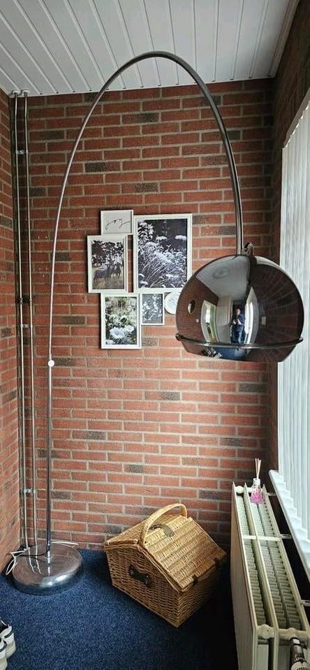 Gepo booglamp staande lamp vintage chromen voet, Ophalen, Gebruikt, 150 tot 200 cm