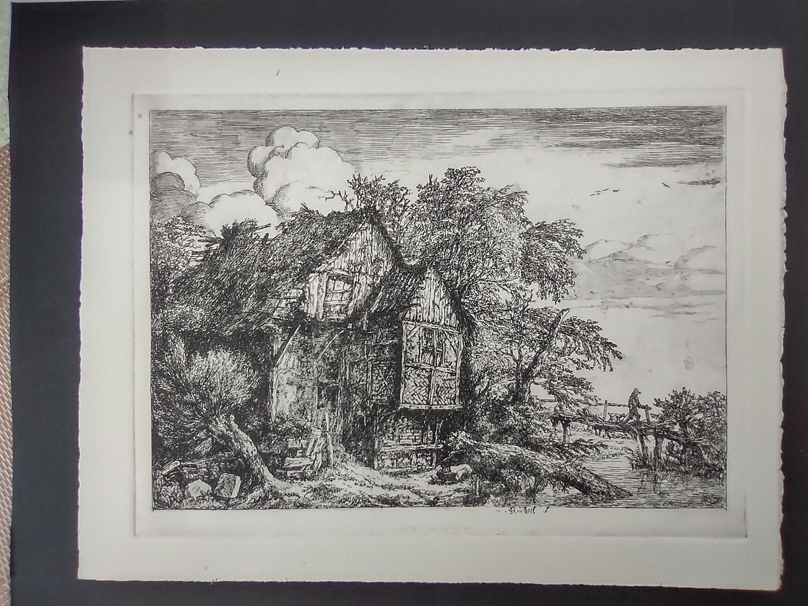 Pentekening van de Brug (het brugje) van Jacob van Ruisdael, Antiek en Kunst, Ophalen of Verzenden, 25 cm, 33 cm, Landschap