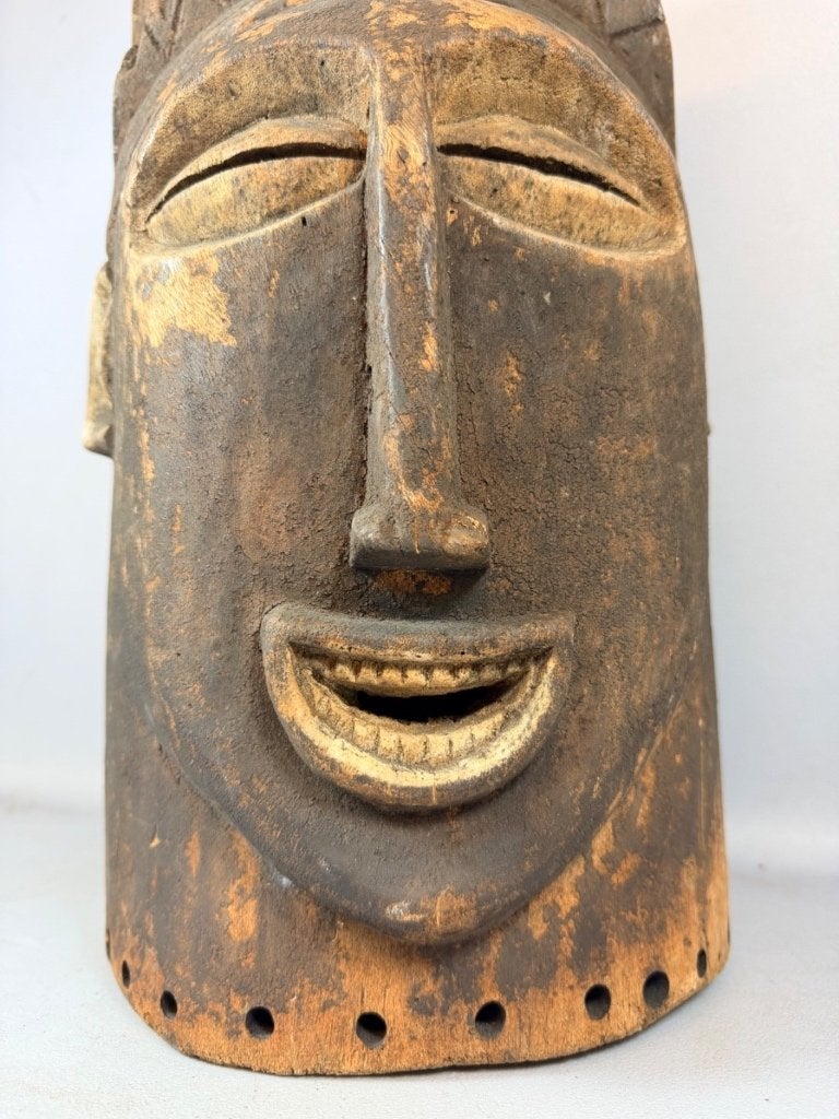 260935 Groot zwaar Afrikaans oud Igala helm mask - Nigeria., Ophalen of Verzenden