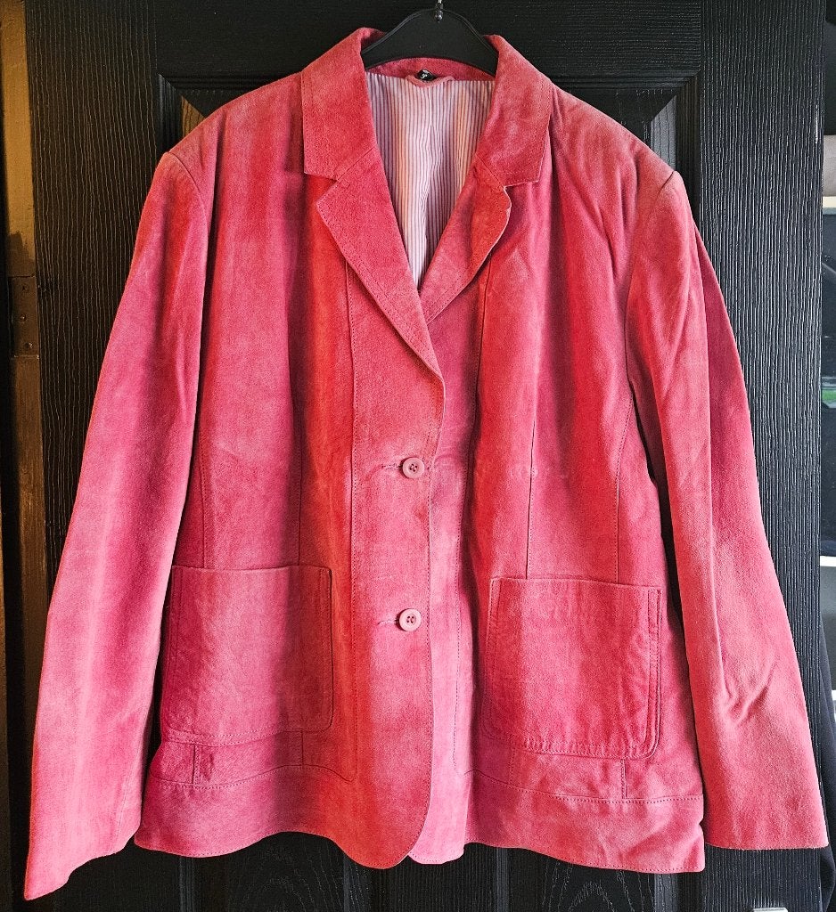 Leren suede jas roze mt 46, Maat 46/48 (XL) of groter, Ophalen of Verzenden, Zo goed als nieuw, Jasje