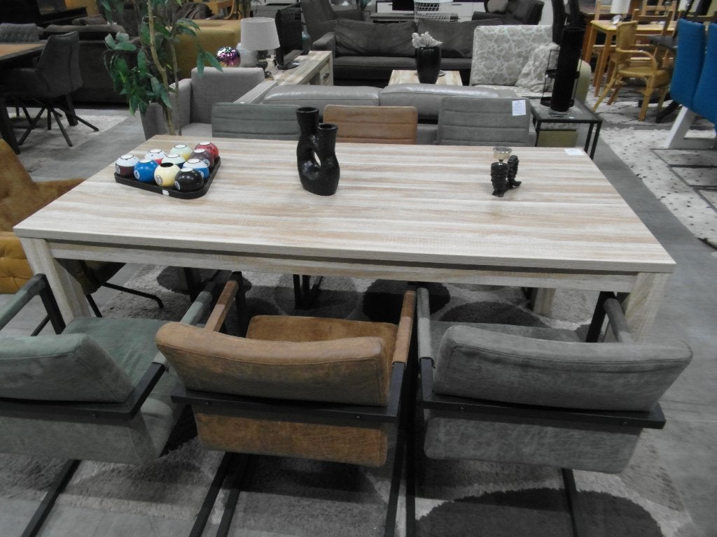 Lichteiken eet en salon tafel met TV kasten 2switchonline, Ophalen, Zo goed als nieuw, 4 tot 6 stoelen