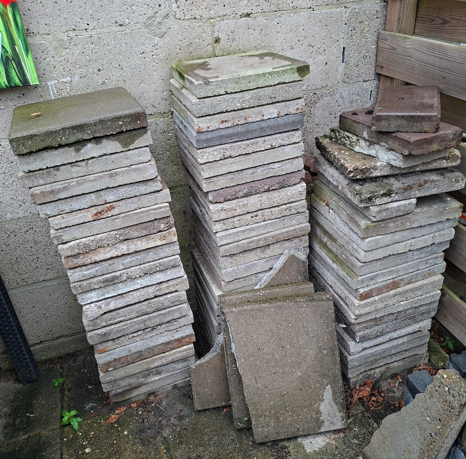 gratis circa 60 betontegels 30x30, Ophalen, Gebruikt, Keramiek, 20 tot 40 cm