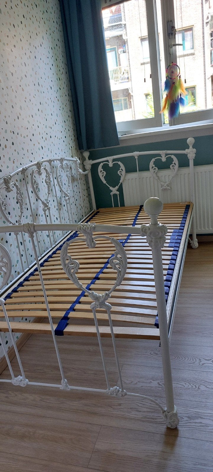 Nostalgisch eenpersoonsbed 190x90 cm (excl. matras), Ophalen, 90 cm, Eenpersoons, Wit