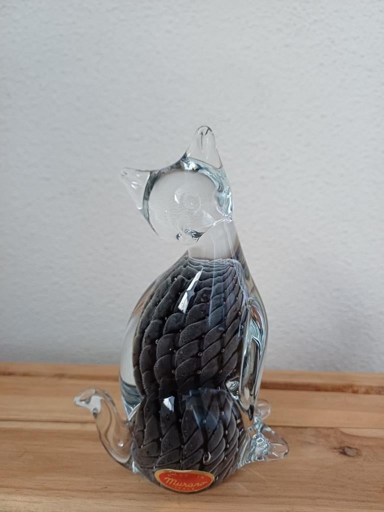 Vintage Murano Glazen Kat - met zwart binnenin, Ophalen of Verzenden