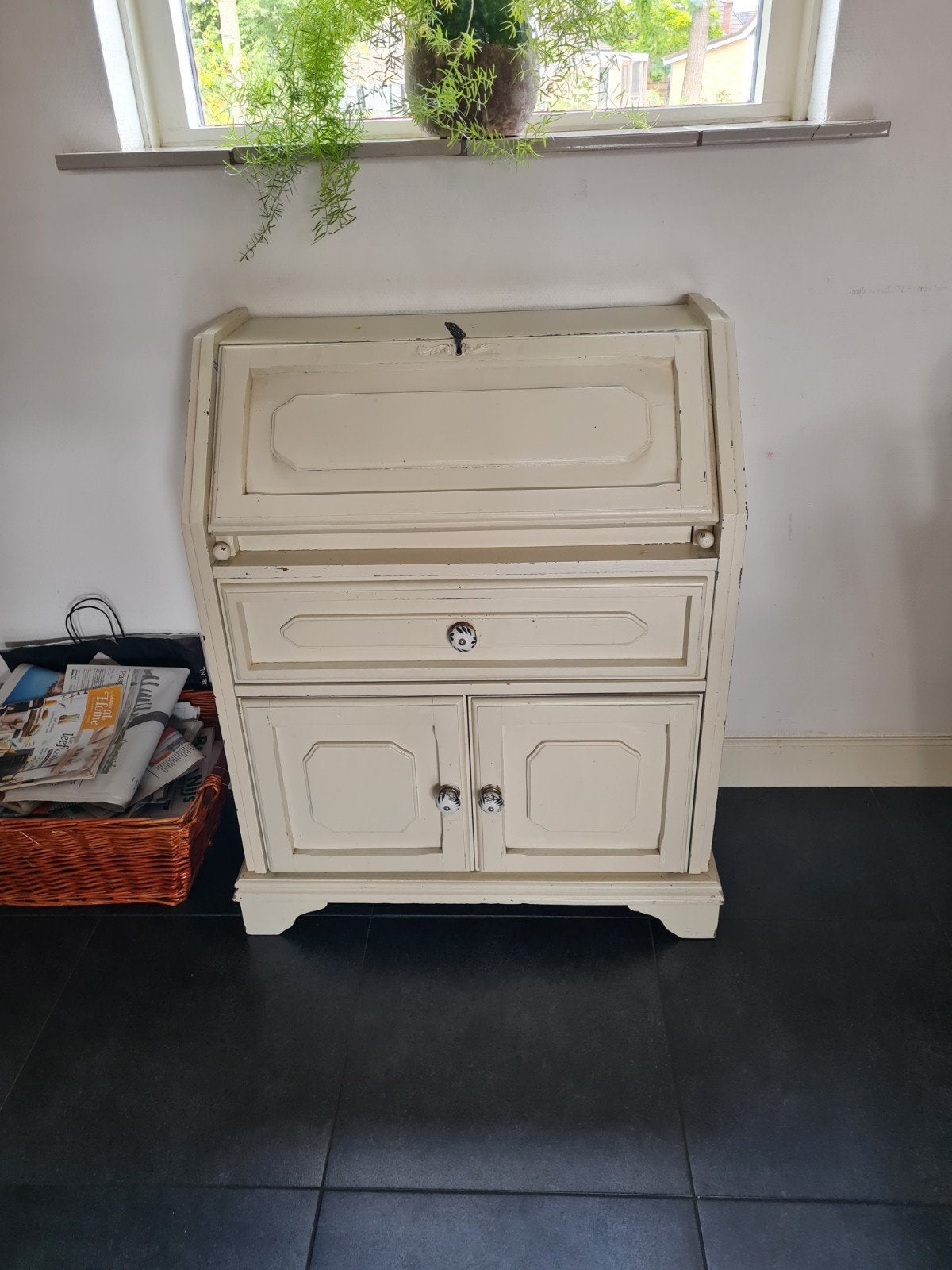 Wit gepimpte secretaire - Vintage bureau. 40 euro, Huis en Inrichting, Kasten | Secretaires, Ophalen, Gebruikt, Vintage, Landelijk
