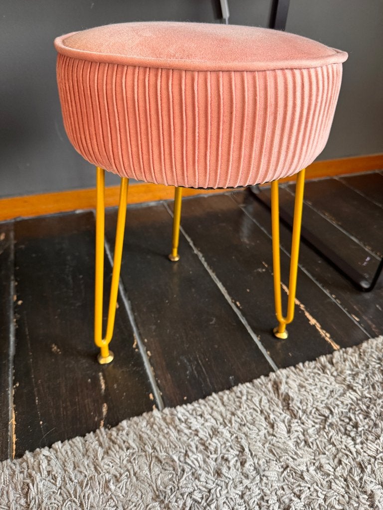 IBUYKE Velvet Round Footrest Stool, Ophalen, Overige kleuren, Zo goed als nieuw, Metaal