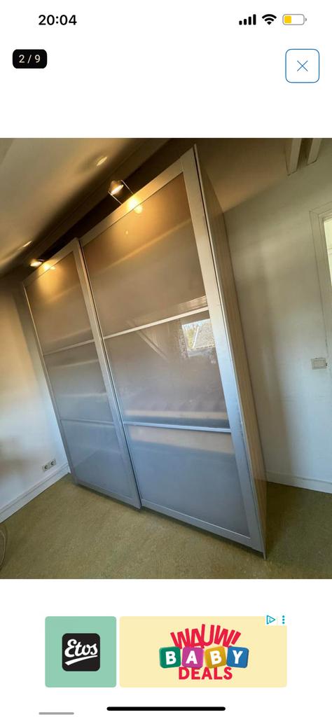 Ikea pax schuifdeuren van glas, Ophalen, 200 cm of meer, Minder dan 25 cm, Glas