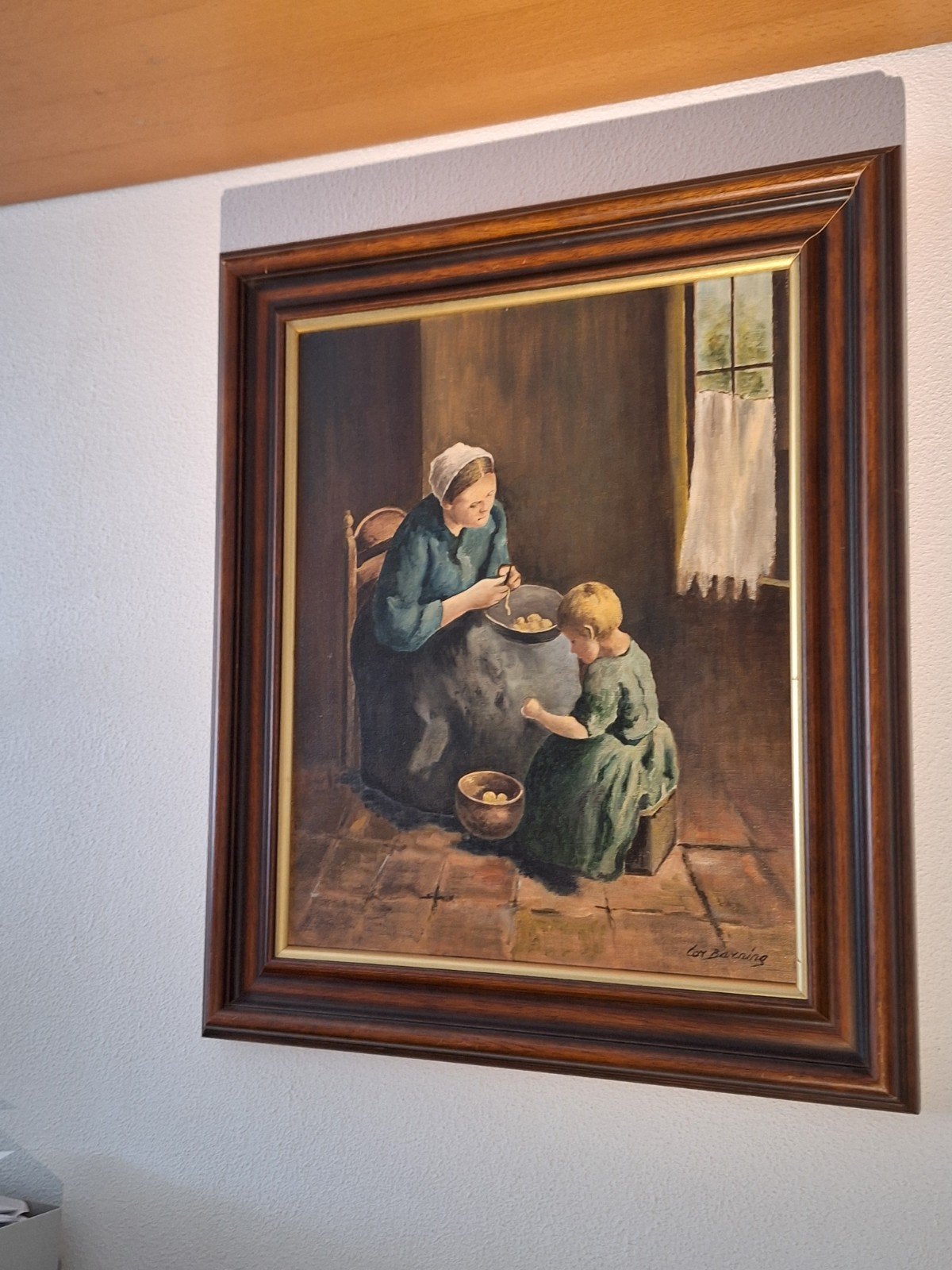 C.Barning, klassiek olieverf, Antiek en Kunst, Ophalen, Doek, Portret of Personen, Olieverf