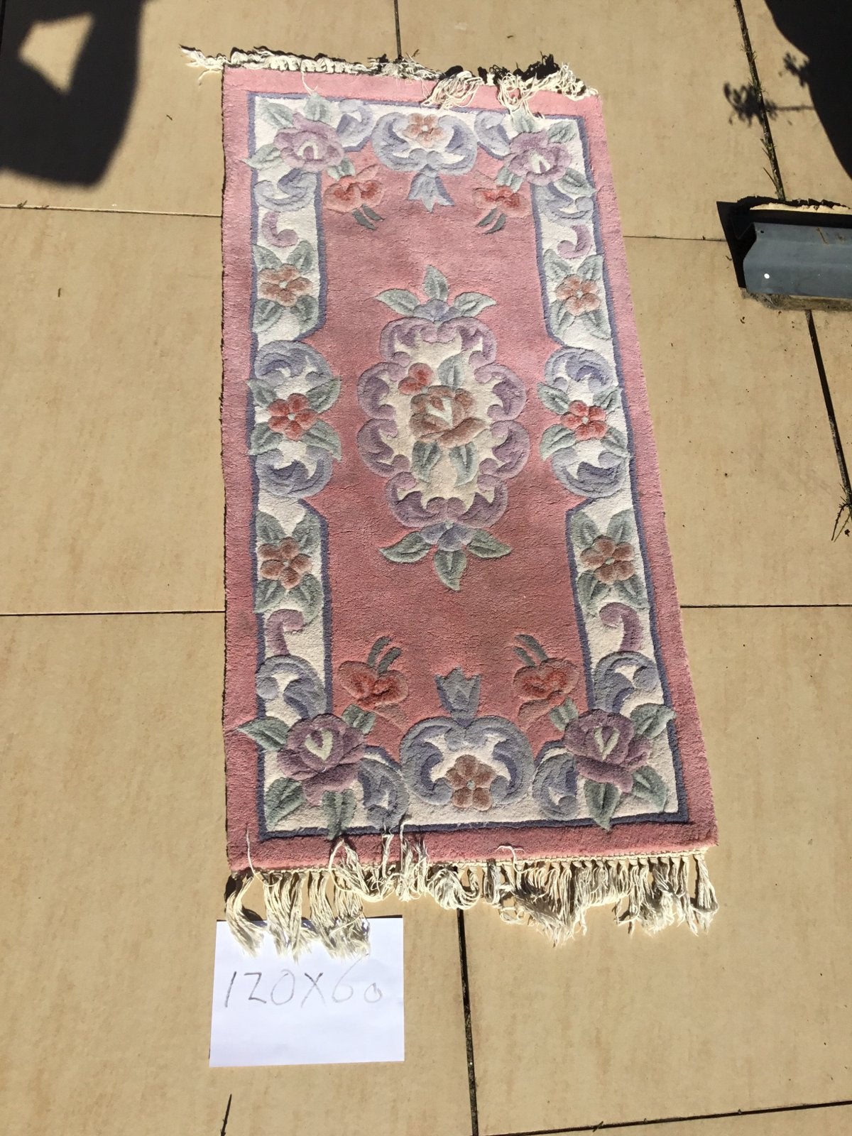 Roze tapijt met bloemmotief - 120x60 cm, Gebruikt, 100 tot 150 cm, Roze, Rechthoekig