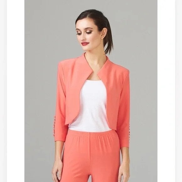 Ribkoff luxe bolero koraalkleur 3/4 mouw met knoopjes 42, Overige kleuren, Verzenden, Maat 42/44 (L), Nieuw