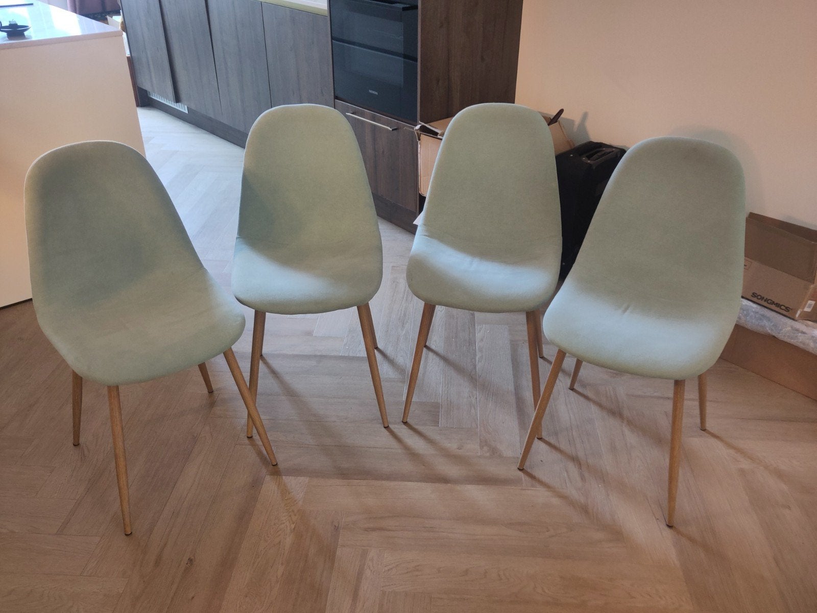 4 eetkamerstoelen, Ophalen, Hout, Gebruikt, Blauw