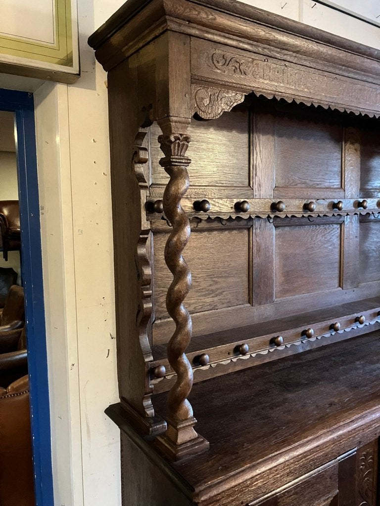 Antieke eikenhouten tinkast., Antiek en Kunst, Antiek | Meubels | Kasten, Ophalen