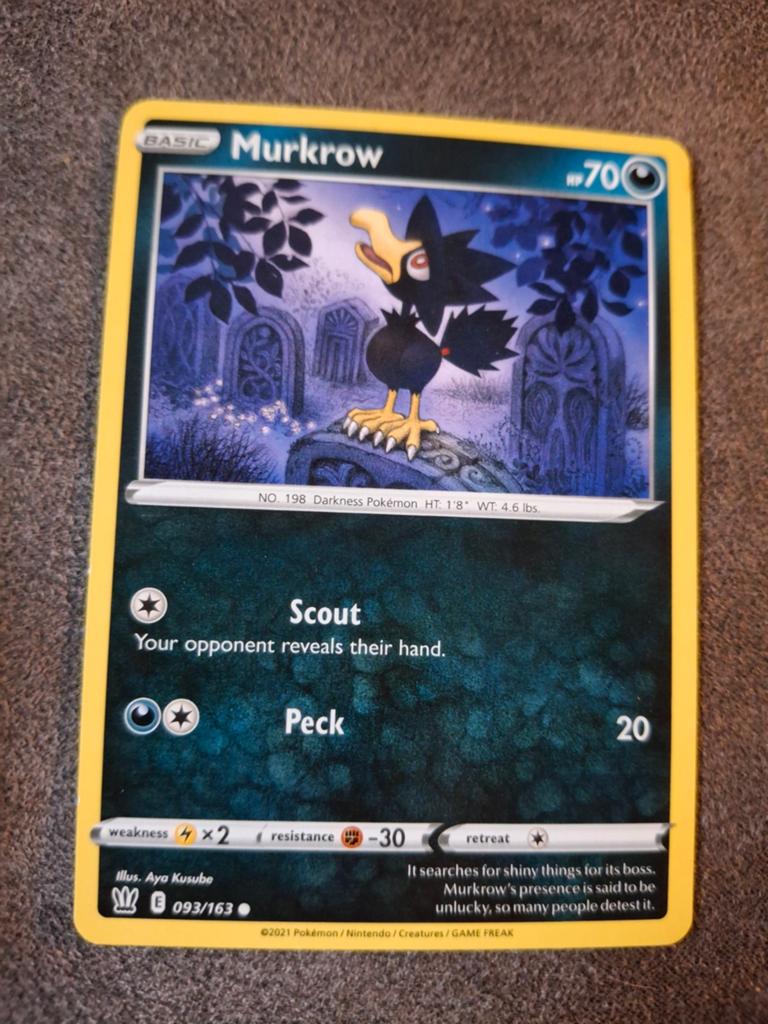 Murkrow Pokémon Kaart - Darkness Pokémon 093/163, Ophalen of Verzenden, Zo goed als nieuw, Losse kaart
