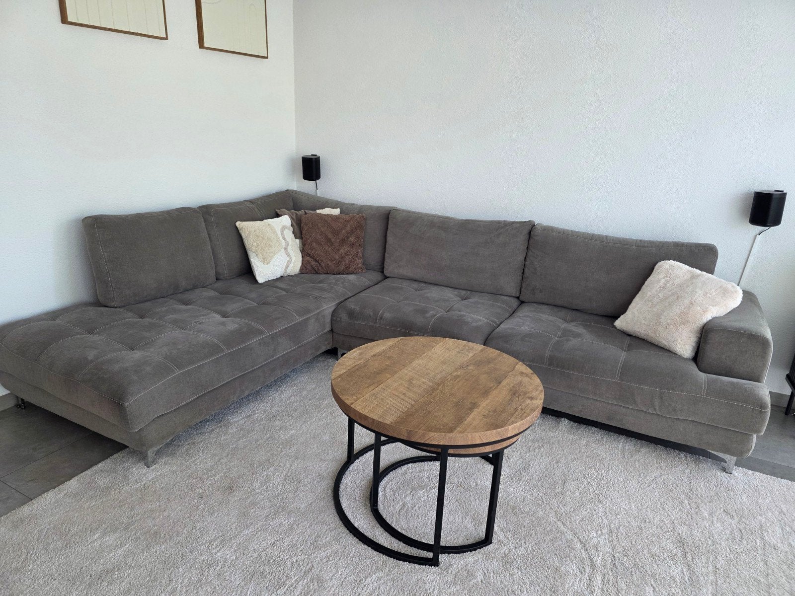 Grijze Hoekbank, Ophalen, Modern, Comfortabel, 250 tot 300 cm, Gebruikt