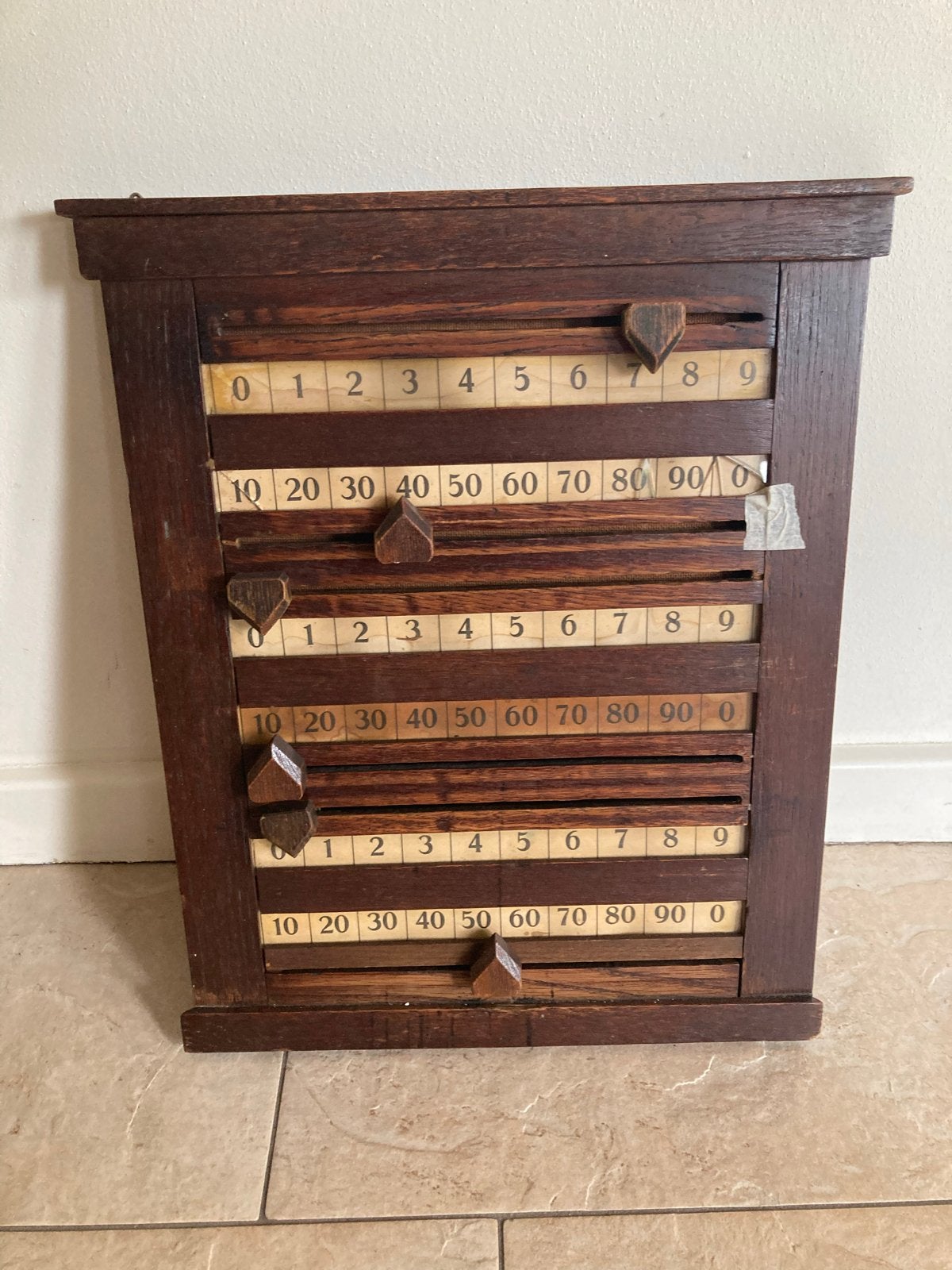 Vintage houten biljart telbord / scorebord, Ophalen, Gebruikt