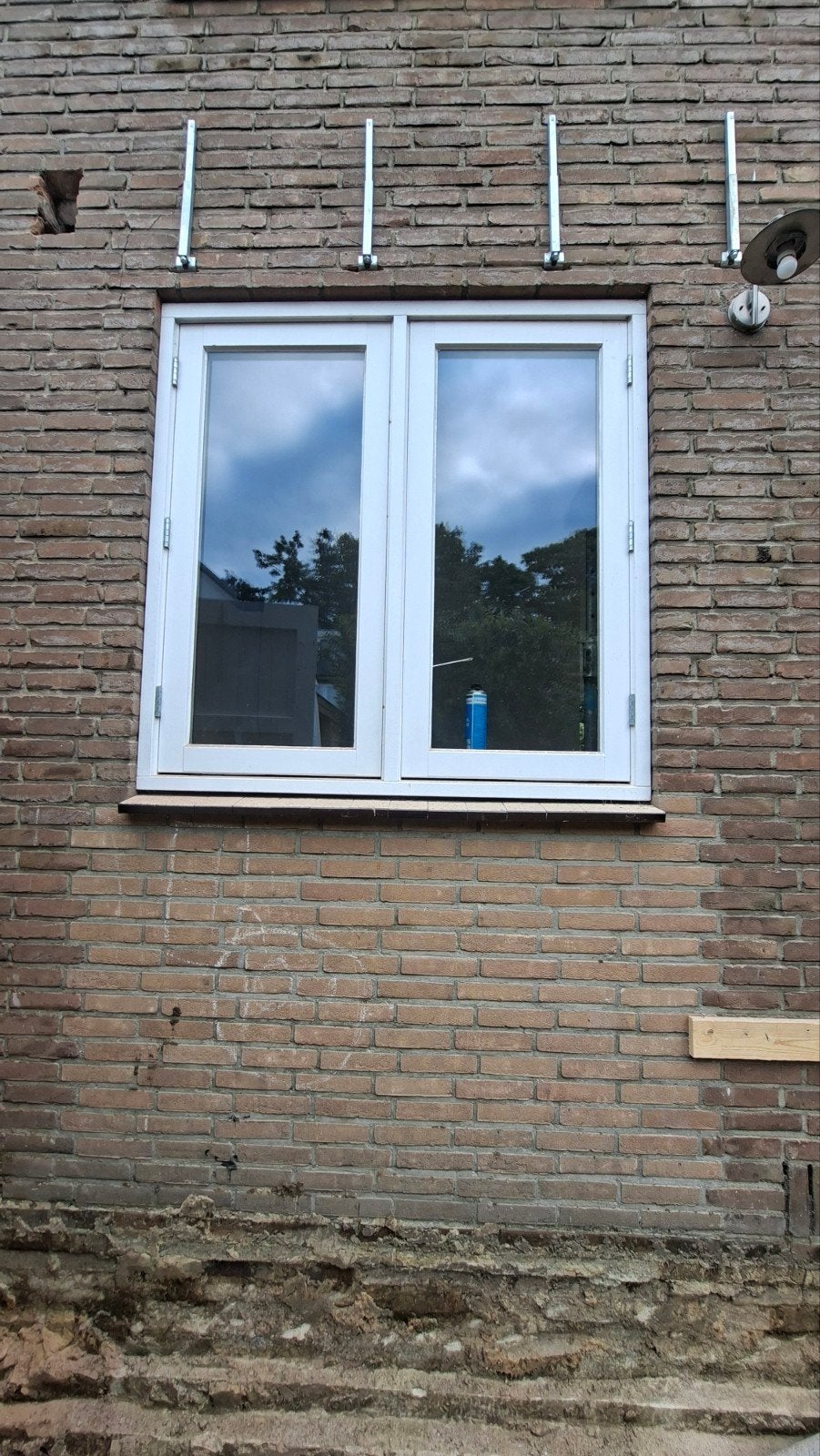 Gevelraam met Dubbelglas - Wit Kozijn, Gebruikt, 150 tot 225 cm, Inclusief glas, Hout