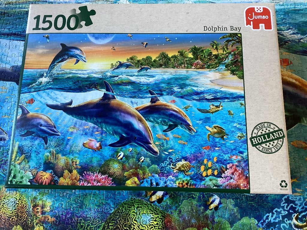 Puzzel 1500 stukjes dolfijn Jumbo, Ophalen of Verzenden, 500 t/m 1500 stukjes, Zo goed als nieuw