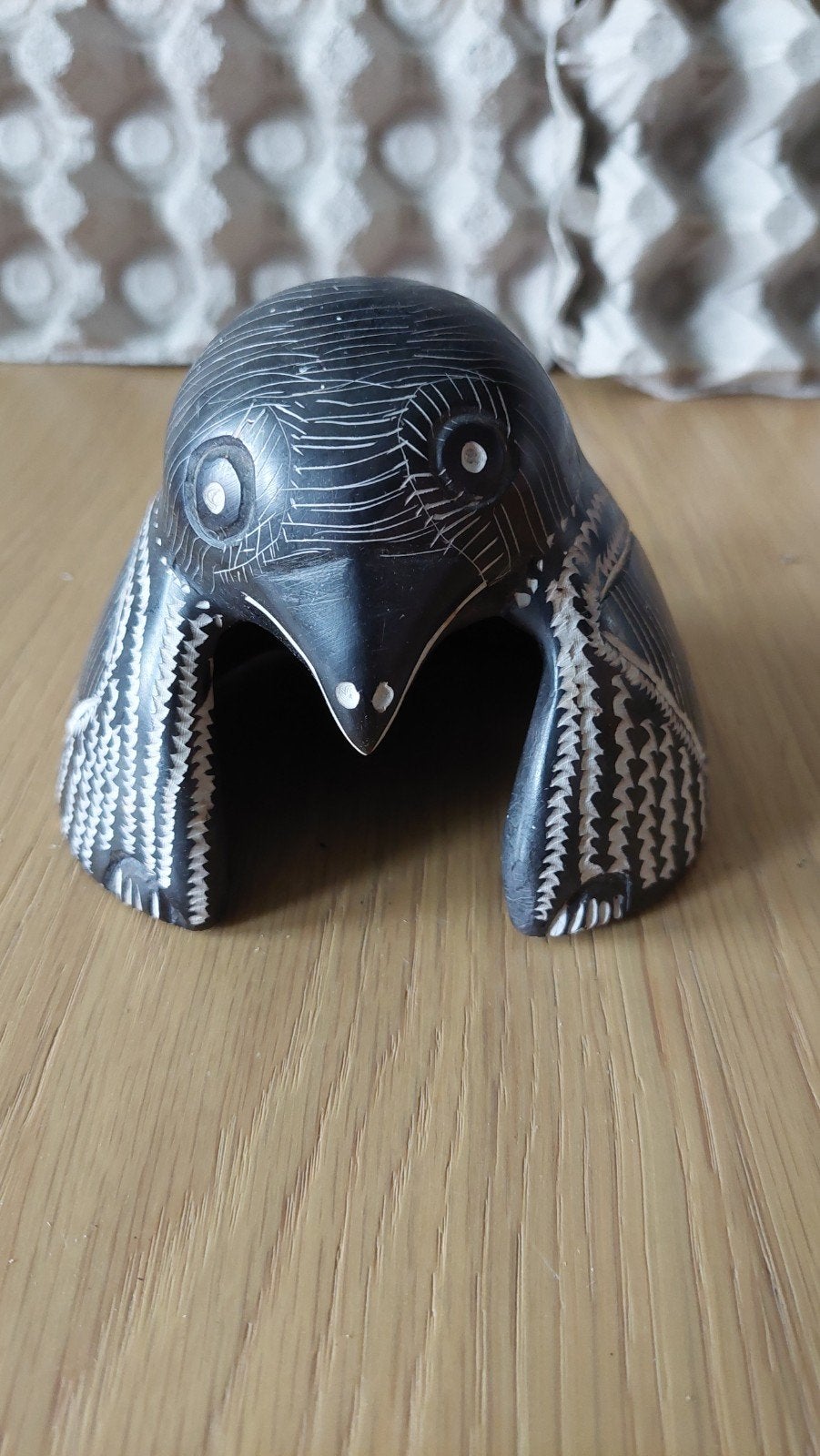 Speksteen vogel beeld hoogte 9 cm doorsnede 12 cm., Verzenden, Zo goed als nieuw, Dier