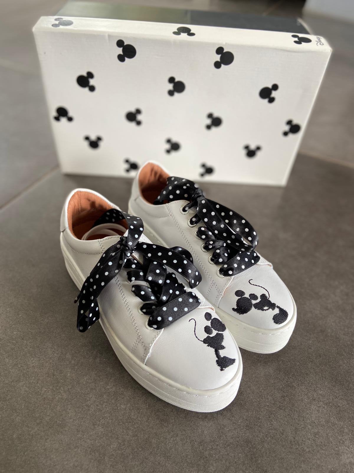DW\\RS leren disney sneakers van Mickey en Minnie maat 36, Kleding | Dames, Verzenden, Wit, Nieuw, Sneakers of Gympen