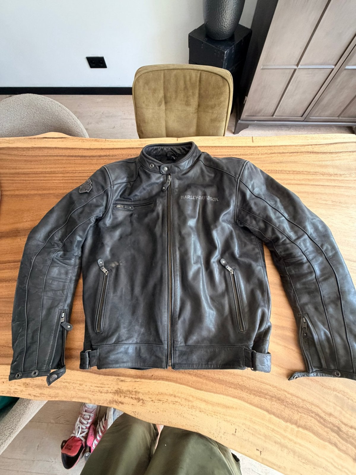 Harley davidson lerwn jas, Ophalen of Verzenden, Tweedehands, Heren, Jas | leer