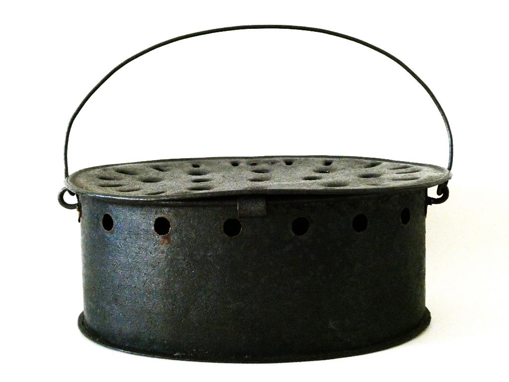 Antieke metalen voetenstoof stoof stoofje, Antiek en Kunst, Ophalen of Verzenden