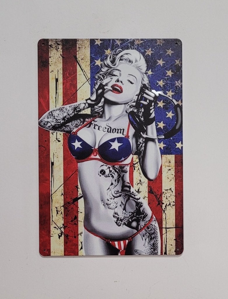 Marilyn Monroe USA Tattoo reclamebord van metaal wanddeco, Info@deconoord.nl, Deco Noord, Nieuw, Ophalen of Verzenden