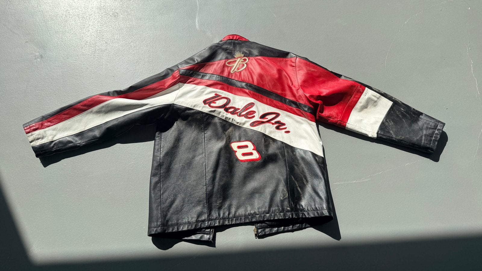 Vintage NASCAR Dale Jr. Budweiser Leren Jas Maat M, Ophalen of Verzenden, Zo goed als nieuw, Maat 48/50 (M), Zwart
