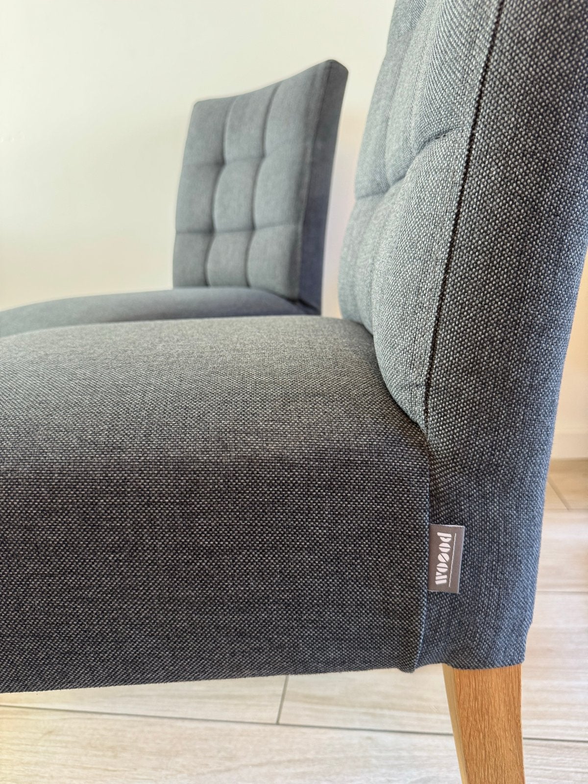 6 WOOOD Tijmen eetkamerstoelen – grijs / antraciet – eiken, Ophalen, Zo goed als nieuw, Grijs, Vijf, Zes of meer stoelen
