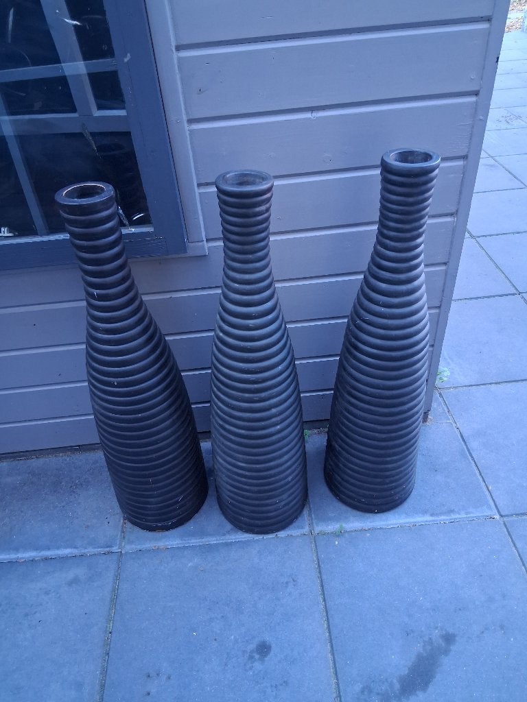 3 antraciete betonnen vazen 90cm hoog, Ophalen, Zwart, Matte afwerking, Steen/keramiek