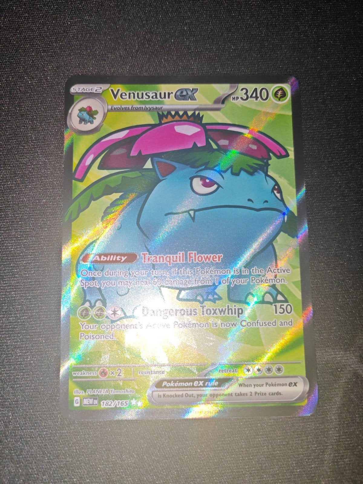 Venusaur EX 182/165 NM, Ophalen, Zo goed als nieuw, Losse kaart, Foil
