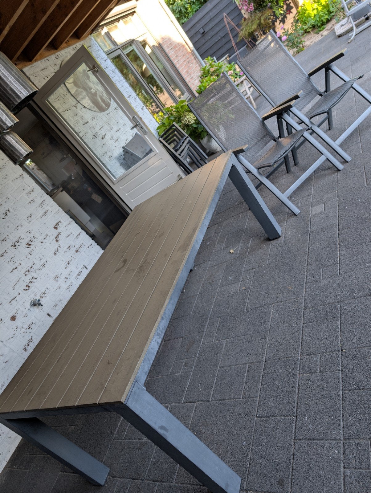 Bois le Duc tuintafel 180x100 met 2 verstelbare stoelen, Ophalen, Rechthoekig, Aluminium
