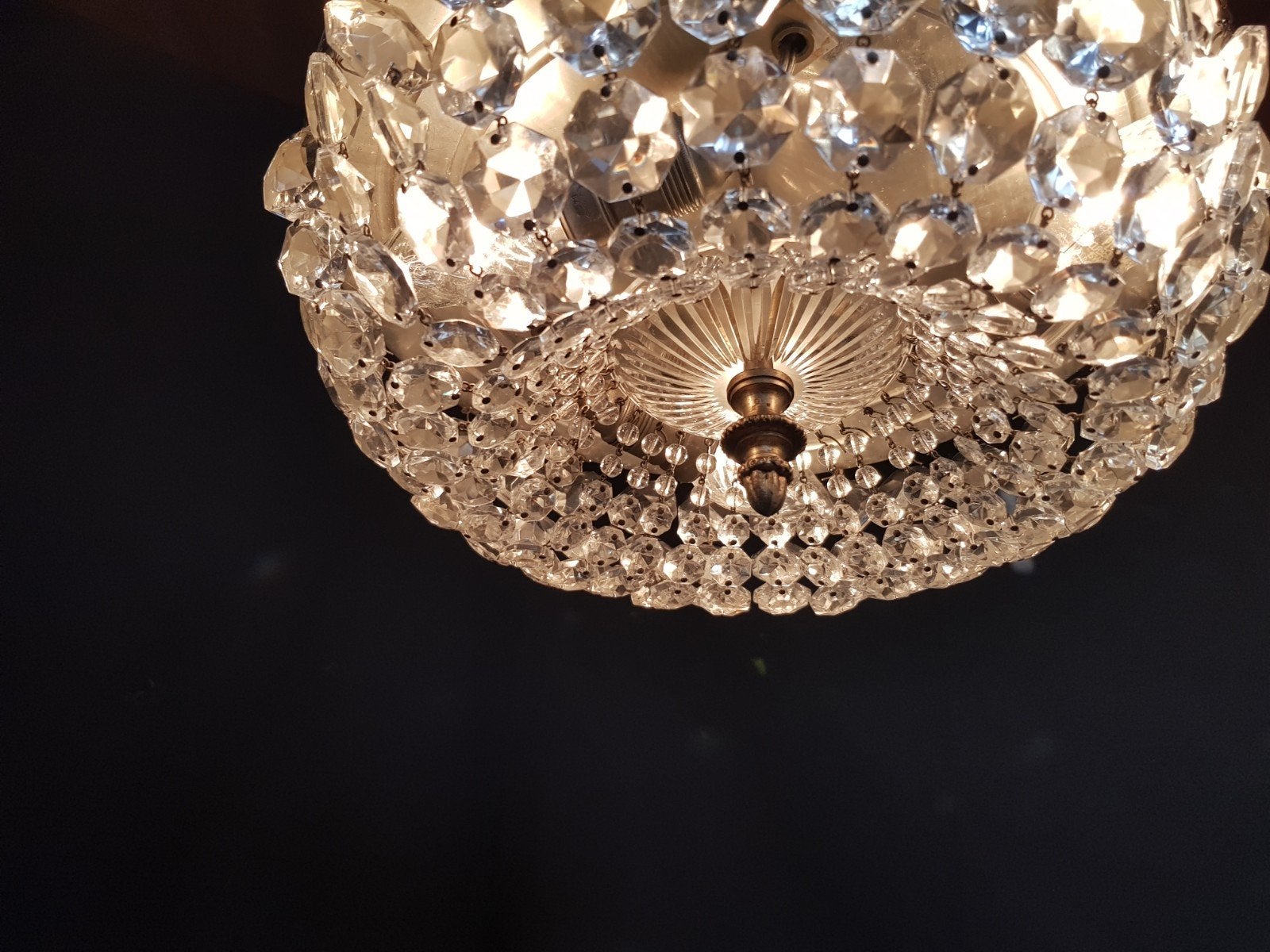 Plafondlamp met 3 lichtpunten, Ophalen of Verzenden, Gebruikt, Glas, E14 (klein)