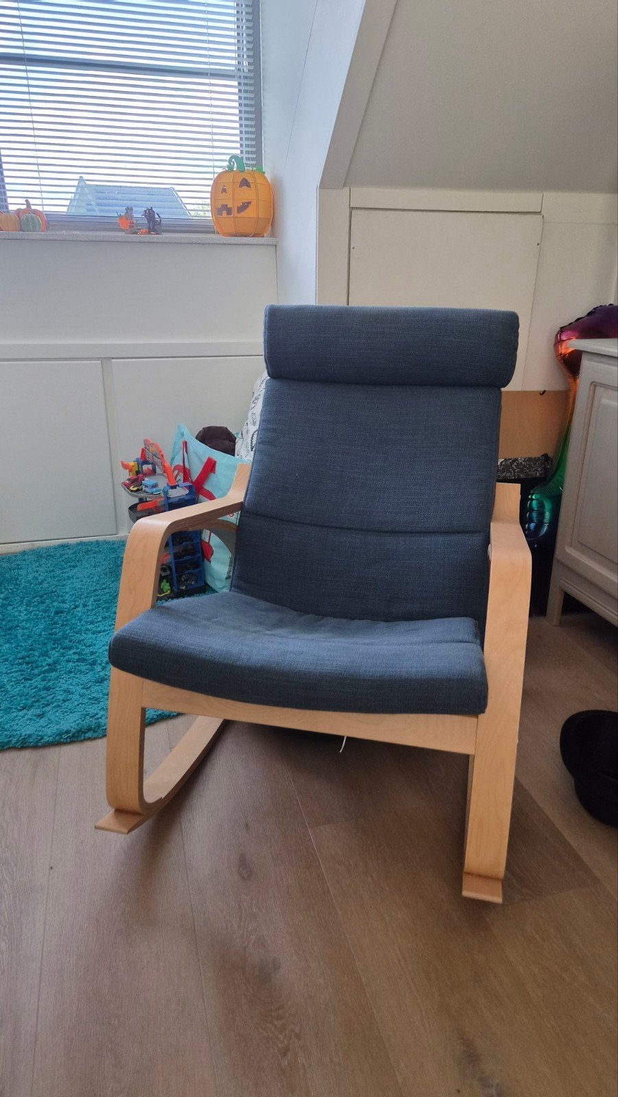 IKEA Poäng Schommelstoel - Comfortabel en Stijlvol, Ophalen, Hout, Modern, Scandinavisch, Blauw
