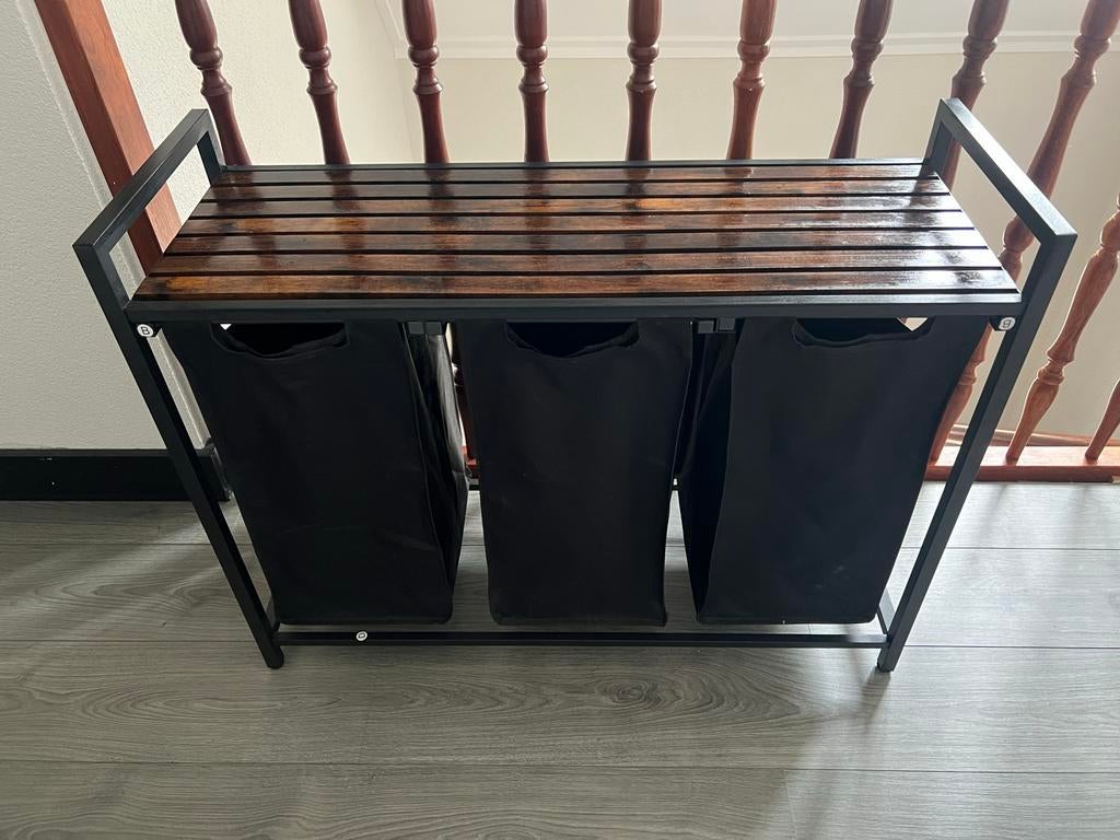 Wasmand met 3 vakken en houten bovenkant. 92,5 x 72 x 33, Ophalen, Overige typen, 50 tot 100 cm, Zo goed als nieuw