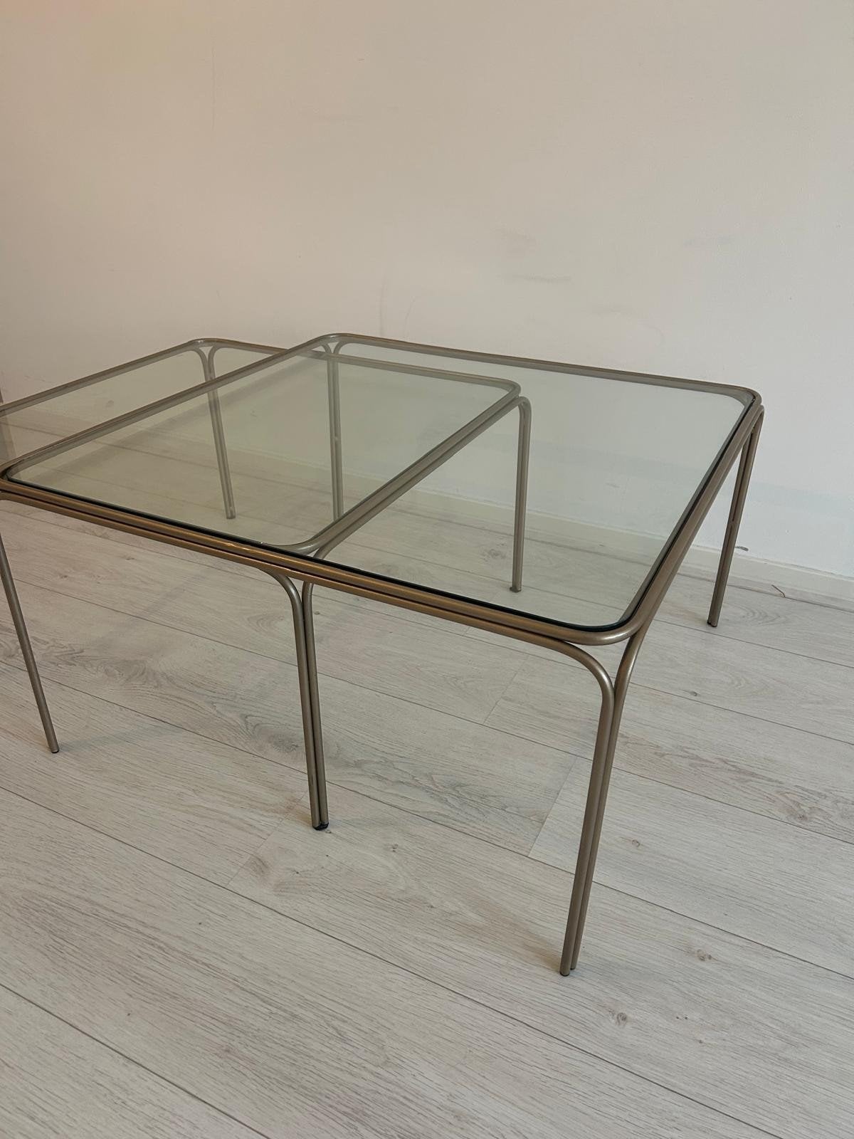 Riverdale bijzettafels - Set van 2 met glazen blad, Ophalen, Minder dan 50 cm, Modern, Industrieel, Minder dan 50 cm