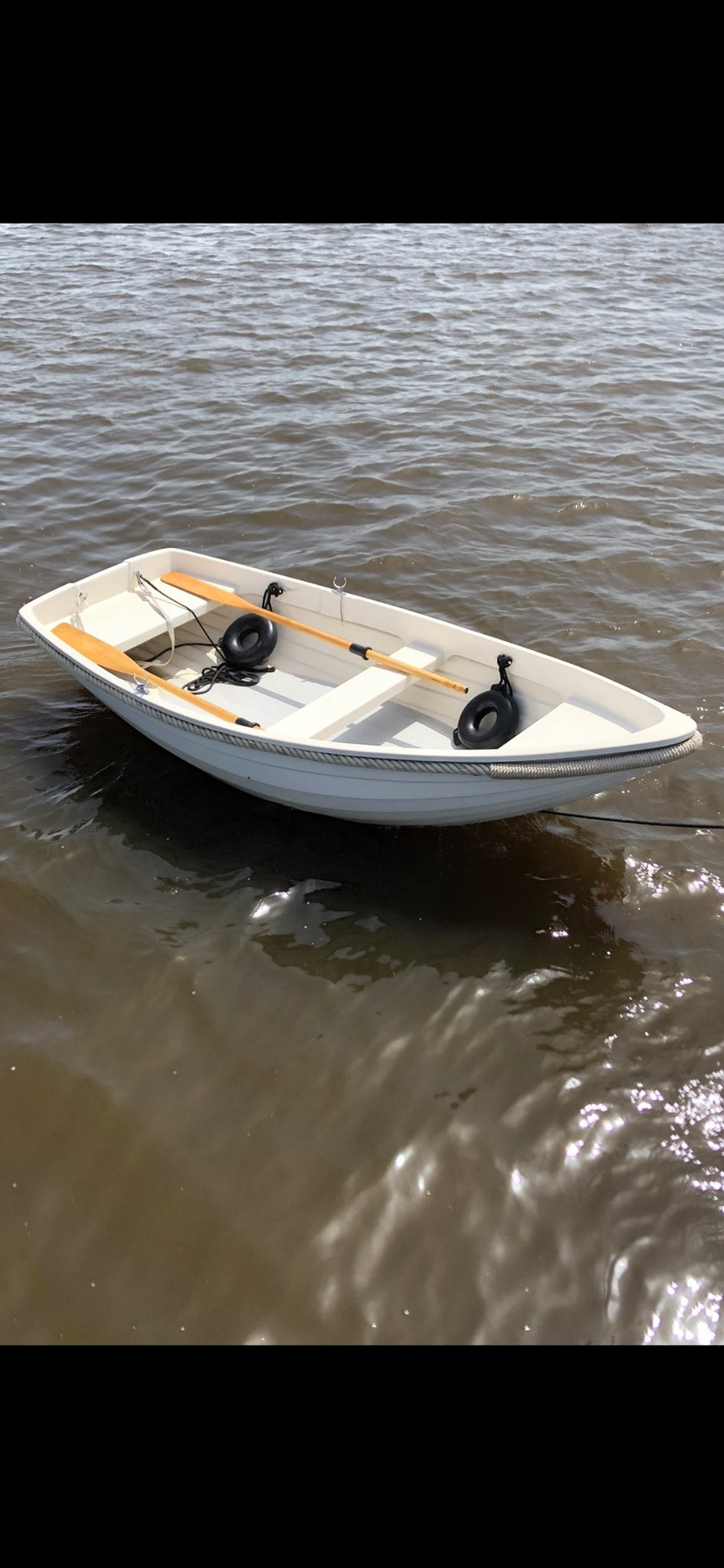 Polyester overnaads Helders vletje met kabelaring - 3 meter, Watersport en Boten, Ophalen, Gebruikt, Met roeispanen of peddels