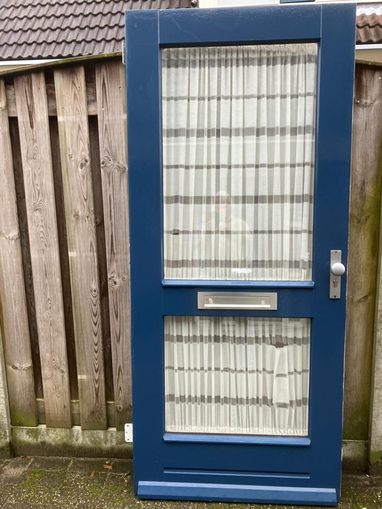 Prima hardhouten voordeur, Gebruikt, Ophalen of Verzenden, 200 tot 215 cm, Glas